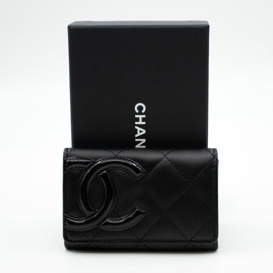 Cambon Flap Card Case Black Leather