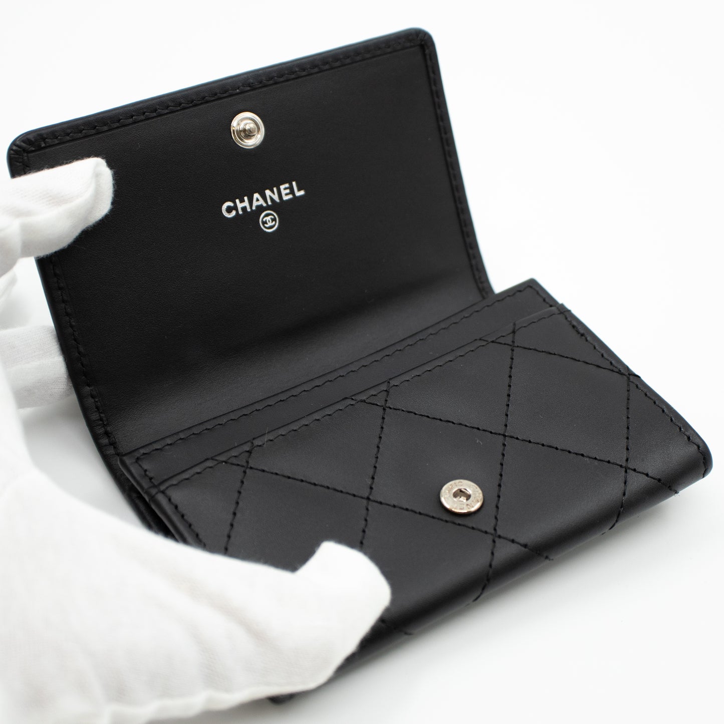 Cambon Flap Card Case Black Leather