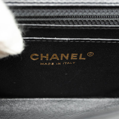 Classic Mini Rectangular Chevron Black Leather