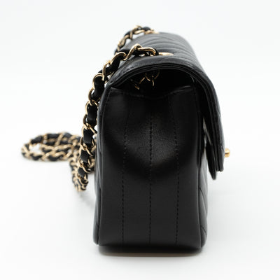 Classic Mini Rectangular Chevron Black Leather