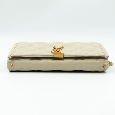 Becky Wallet on Chain Blanc Leather