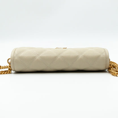 Becky Wallet on Chain Blanc Leather