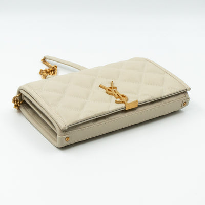 Becky Wallet on Chain Blanc Leather