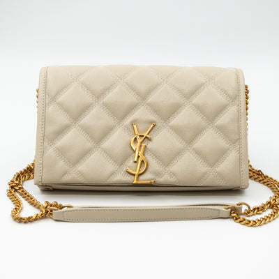 Becky Wallet on Chain Blanc Leather