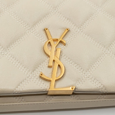 Becky Wallet on Chain Blanc Leather