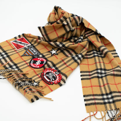 Graphic Cashmere Scarf Antique Yellow Check