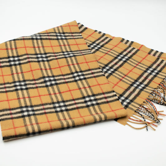 Graphic Cashmere Scarf Antique Yellow Check