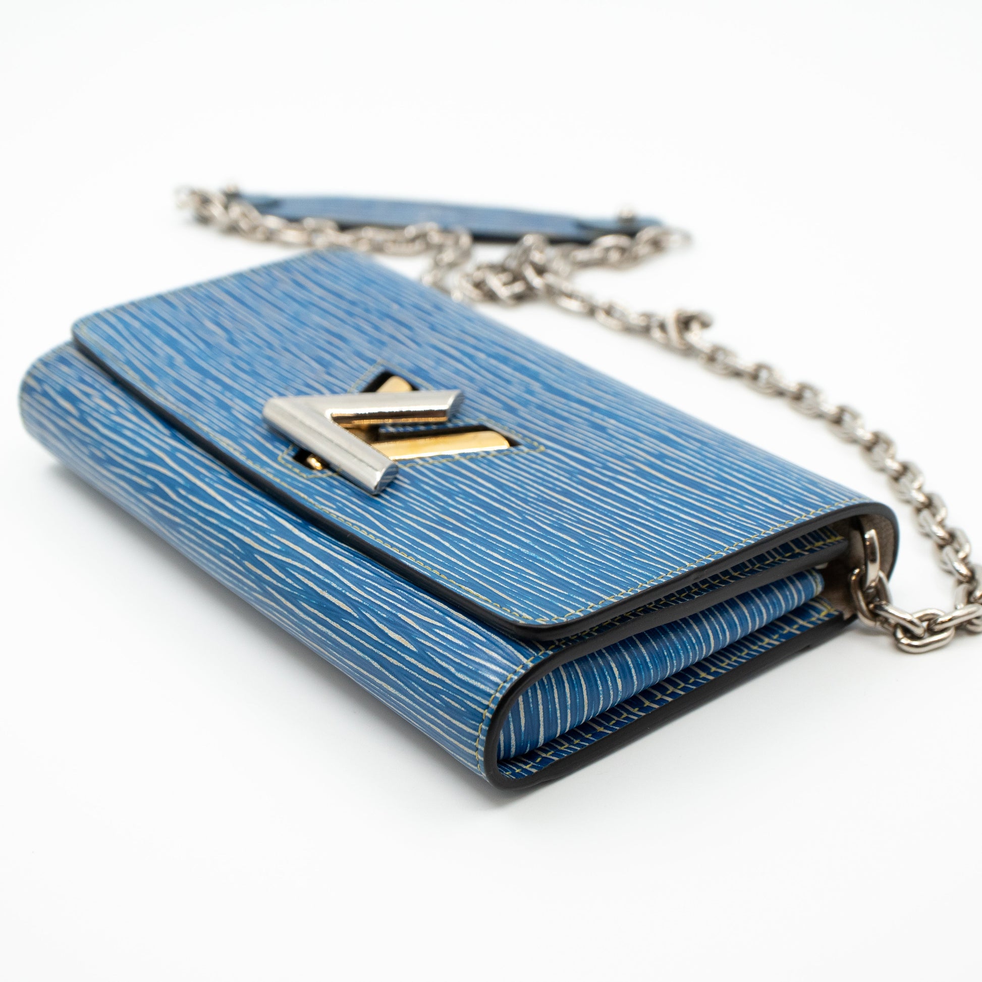 Louis Vuitton Chain Wallet Twist Epi Light Denim in Leather with  Silver-tone/Gold-tone - US