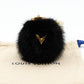 Bubble V Fur Bag Charm Black