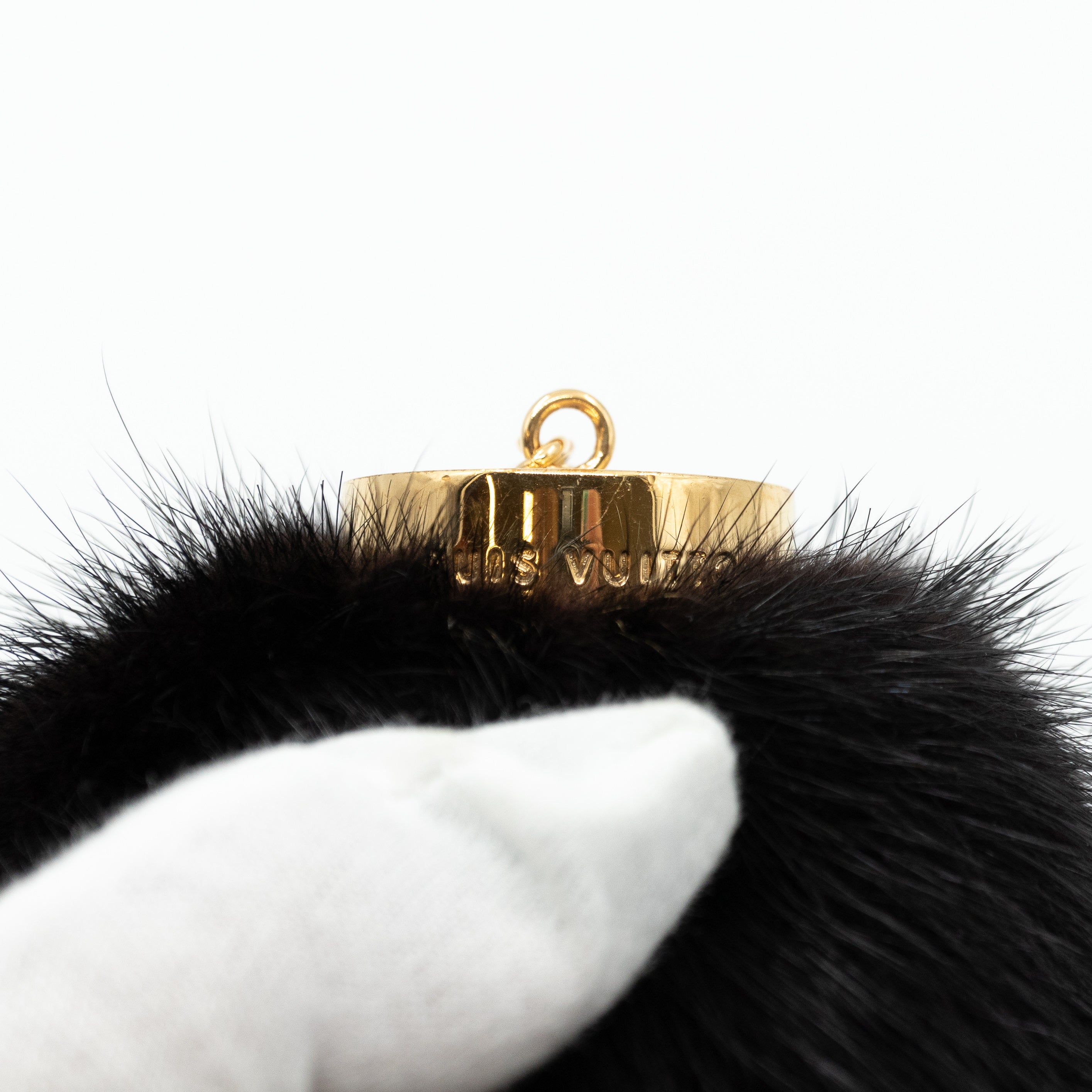 Bubble V Fur Bag Charm Black