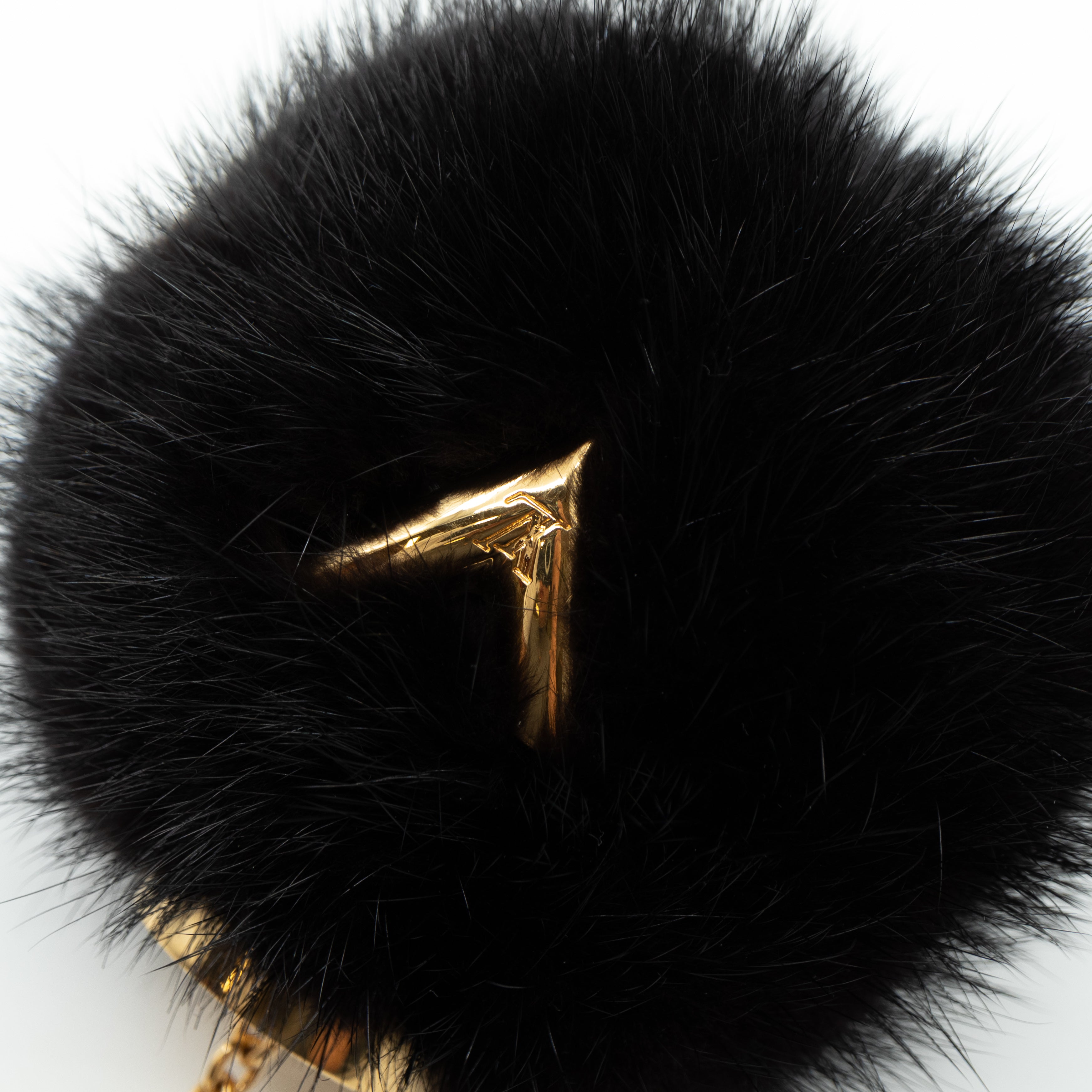 Bubble V Fur Bag Charm Black