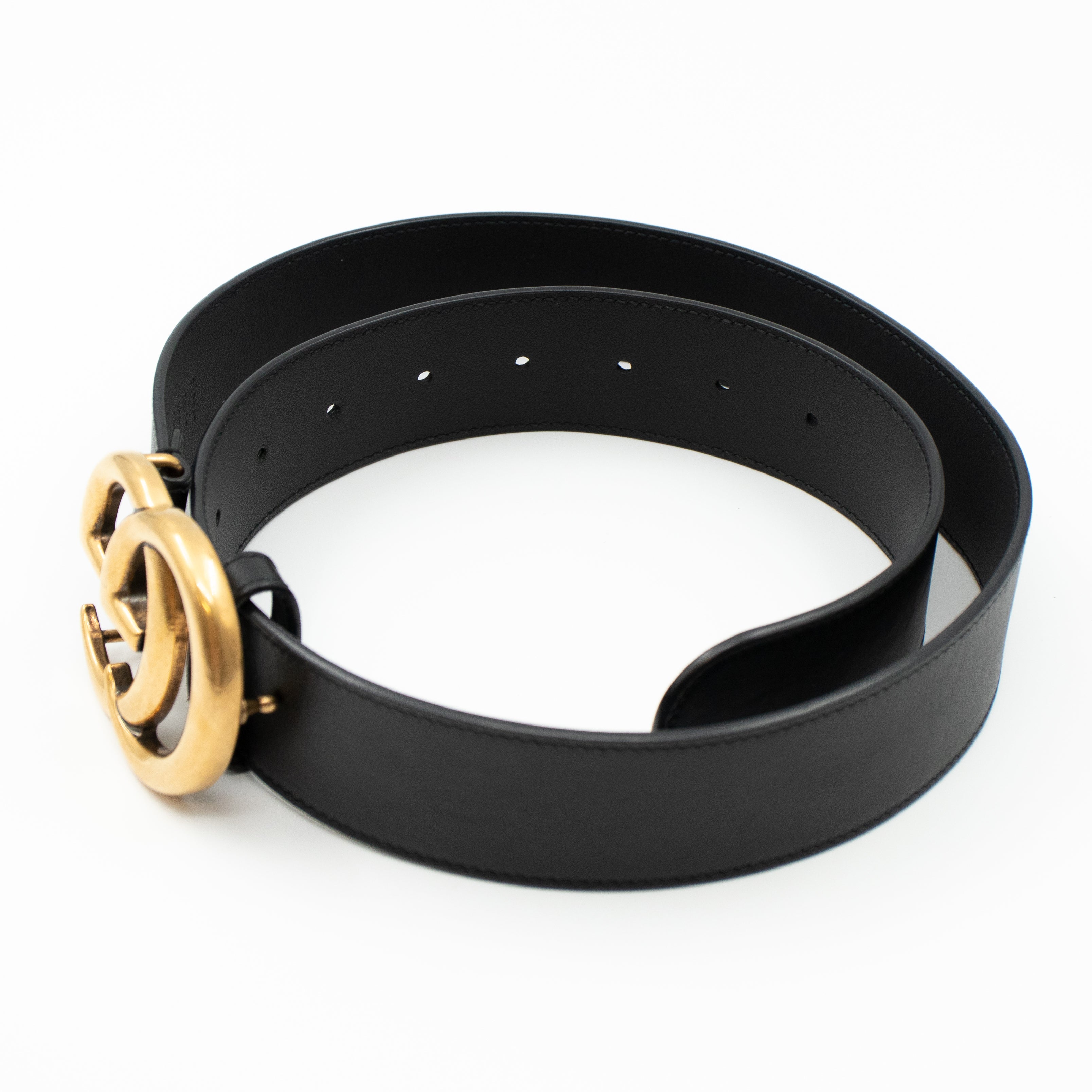 GG Marmont Wide Black Leather Belt 80 cm