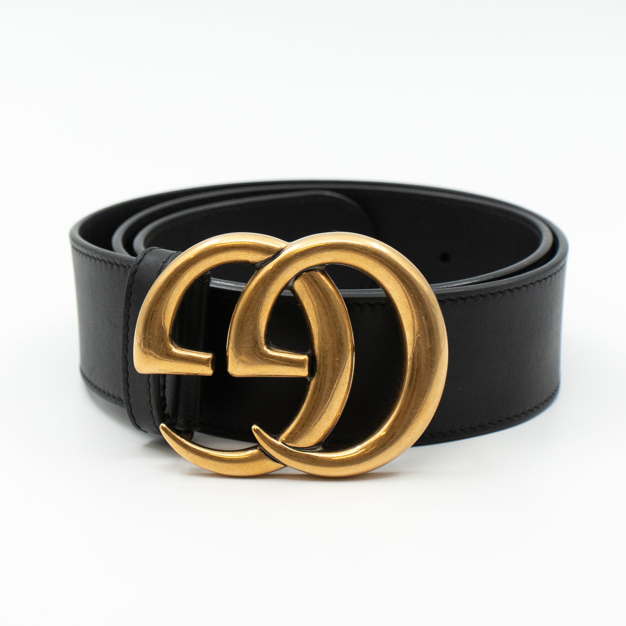 GG Marmont Wide Black Leather Belt 80 cm
