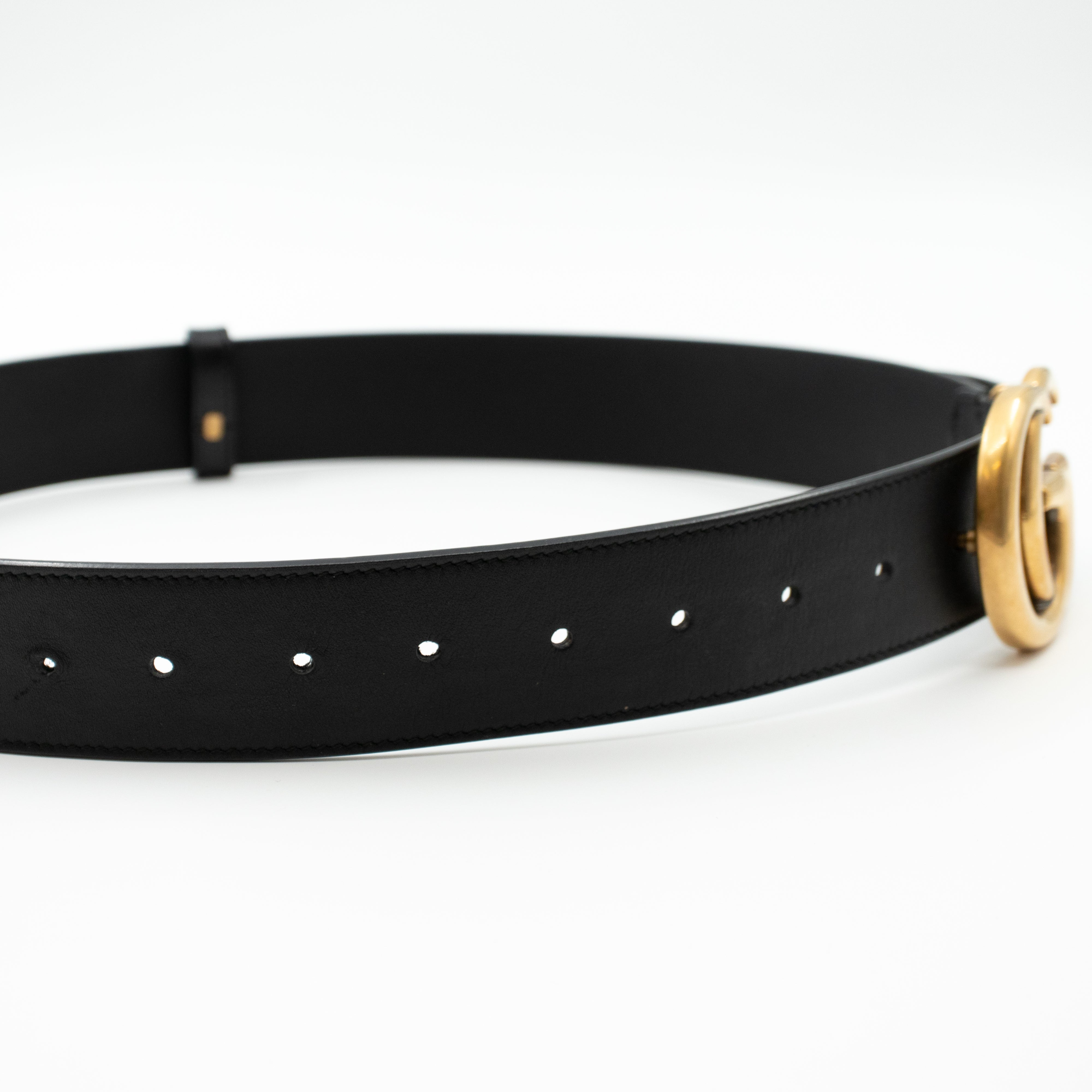GG Marmont Wide Black Leather Belt 80 cm