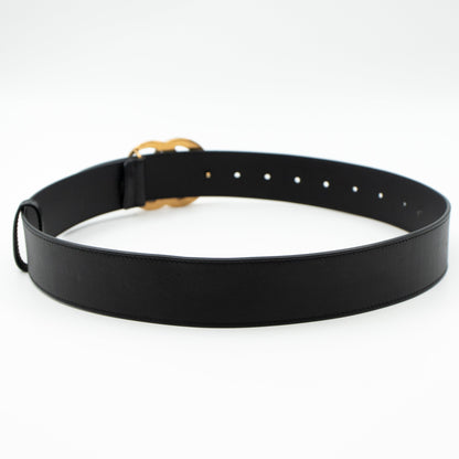 GG Marmont Wide Black Leather Belt 80 cm