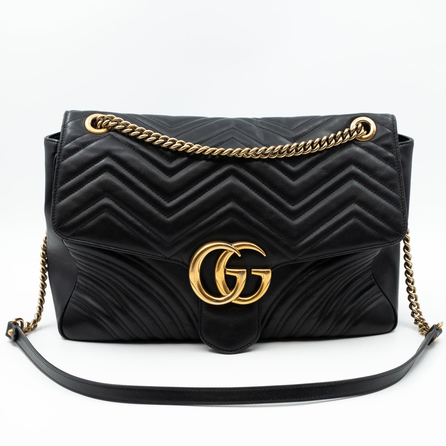 GG Marmont Large Shoulder Bag Black Leather