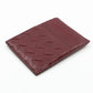 Zipped Card Case Intrecciato Leather Burgundy