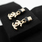 Lambskin CC Turnlock Drop Earrings Gold Black