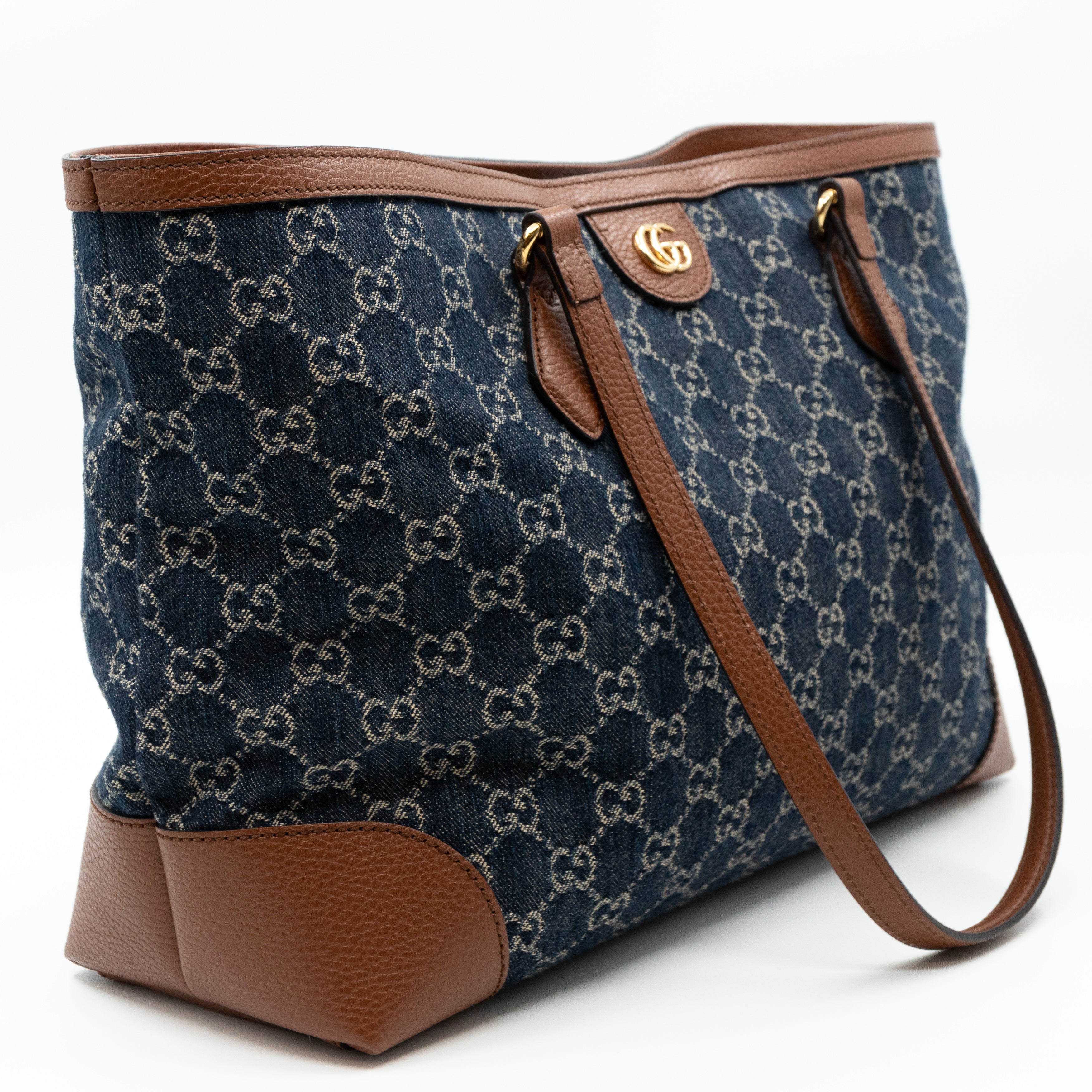 Ophidia GG Medium Tote Blue Denim