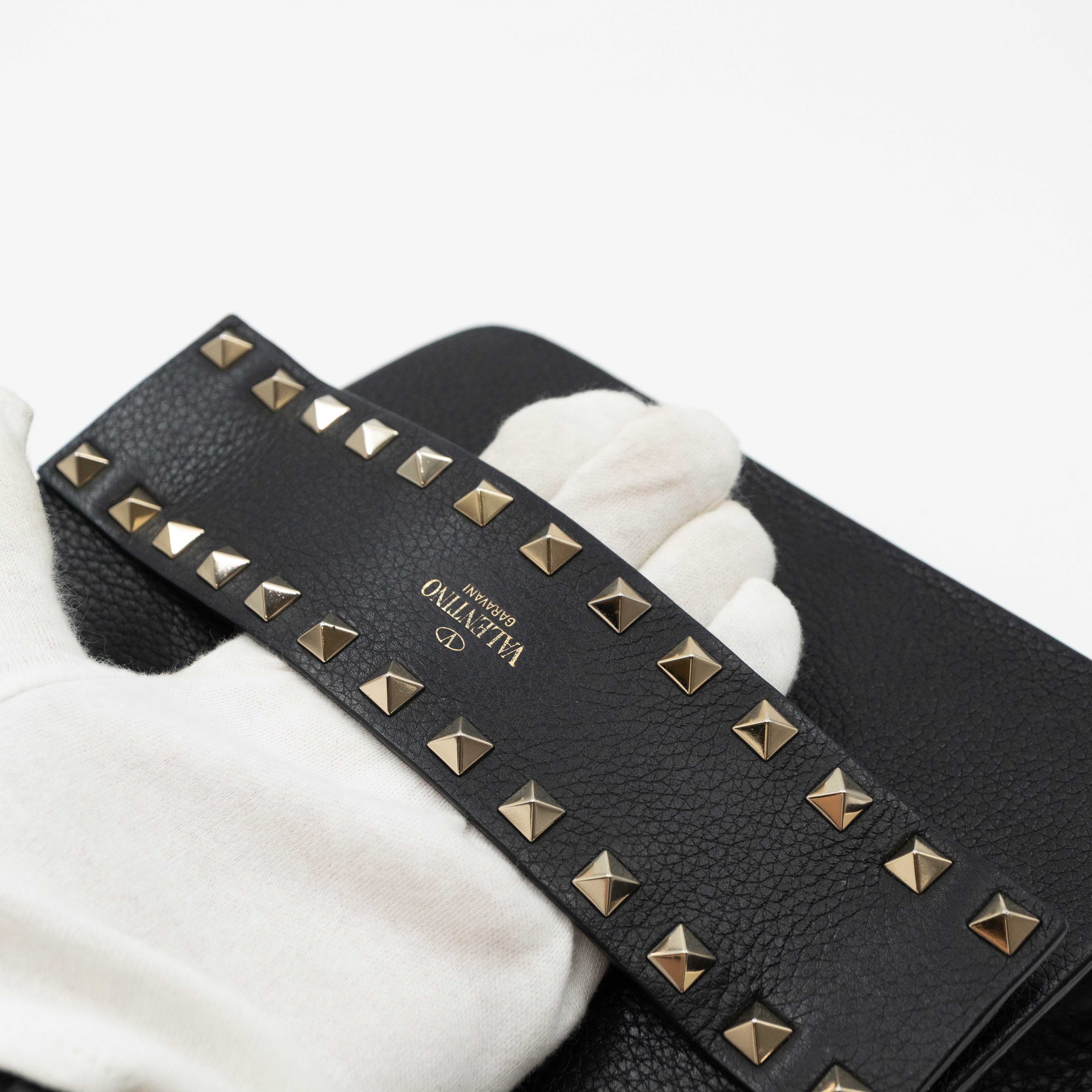Rockstud Shoulder Bag Black Leather