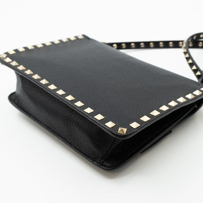 Rockstud Shoulder Bag Black Leather