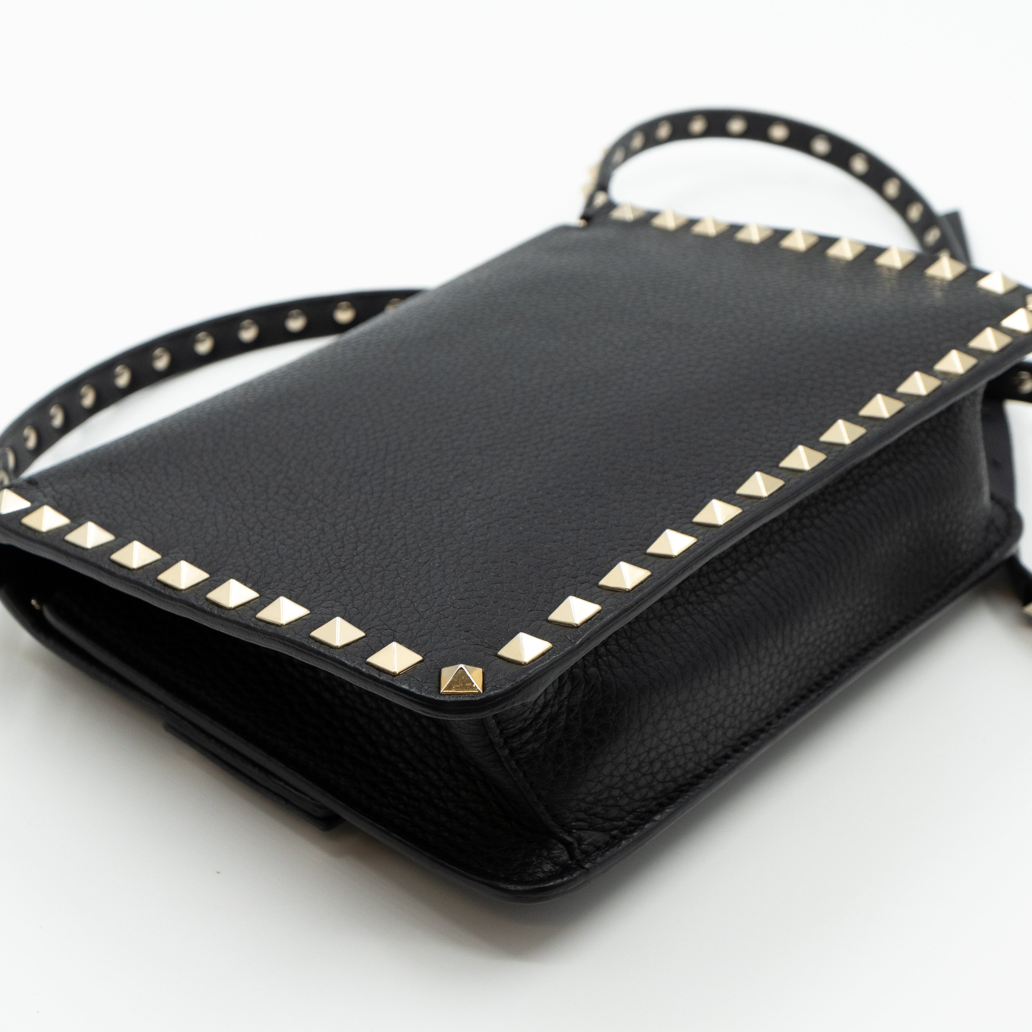 Rockstud Shoulder Bag Black Leather