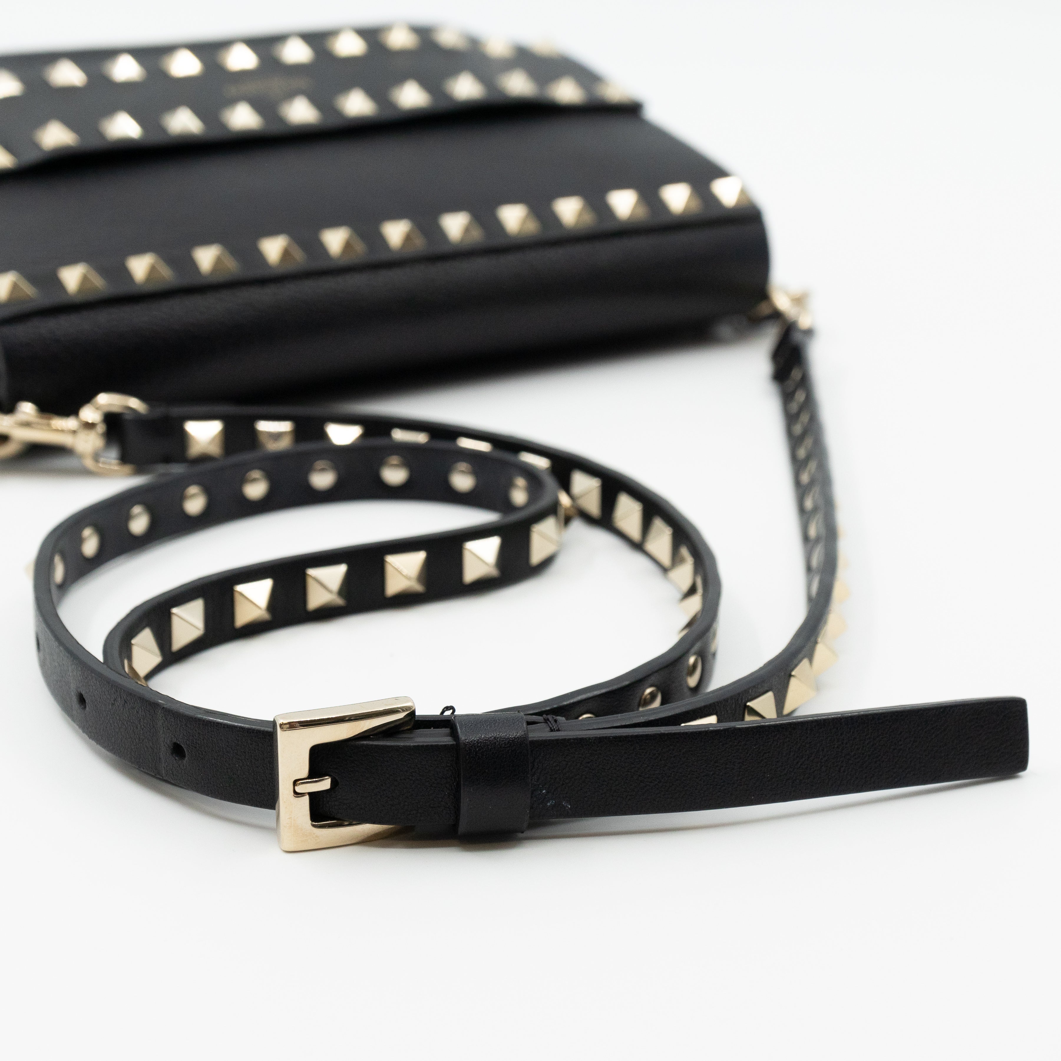 Rockstud Shoulder Bag Black Leather