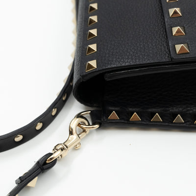 Rockstud Shoulder Bag Black Leather