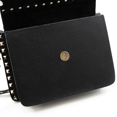 Rockstud Shoulder Bag Black Leather