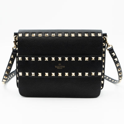 Rockstud Shoulder Bag Black Leather