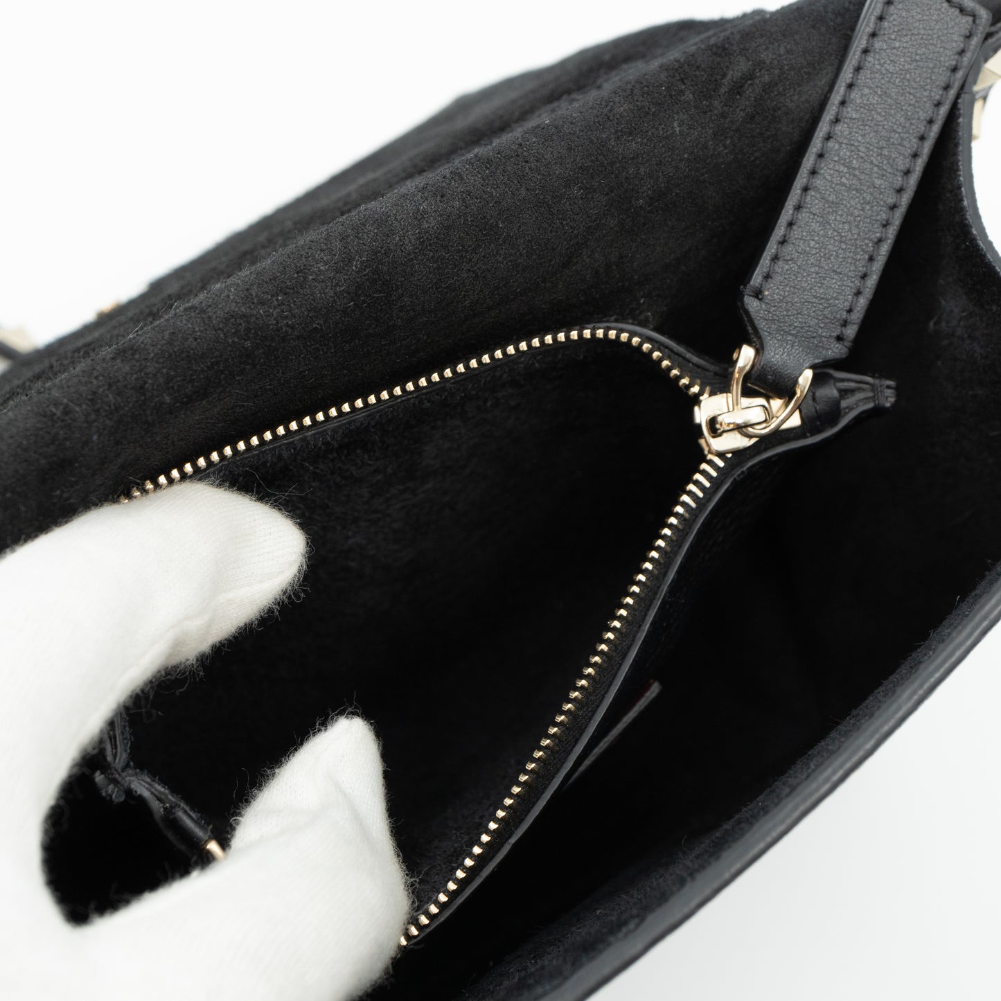 Rockstud Shoulder Bag Black Leather
