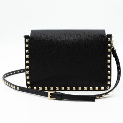 Rockstud Shoulder Bag Black Leather