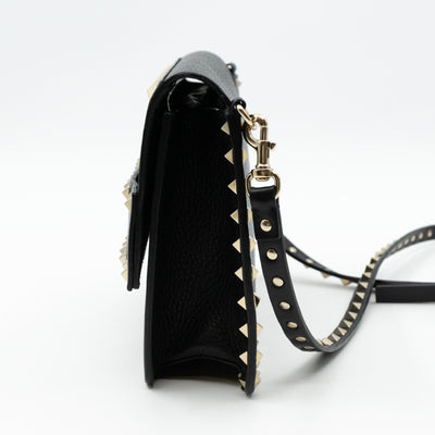 Rockstud Shoulder Bag Black Leather