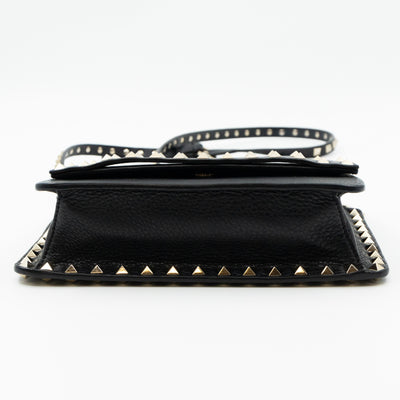 Rockstud Shoulder Bag Black Leather