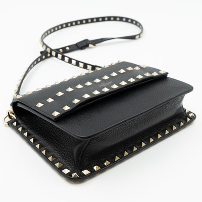 Rockstud Shoulder Bag Black Leather