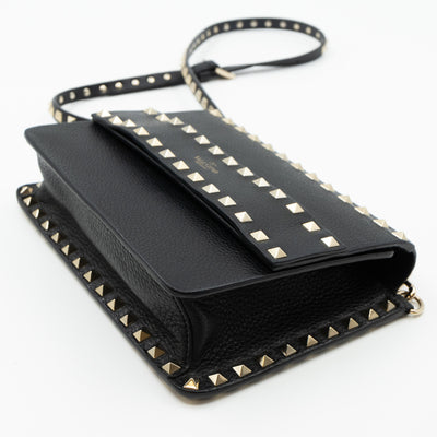 Rockstud Shoulder Bag Black Leather