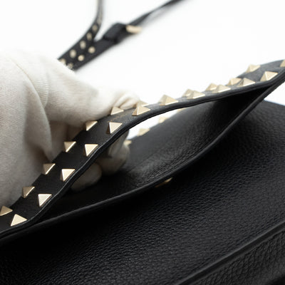 Rockstud Shoulder Bag Black Leather