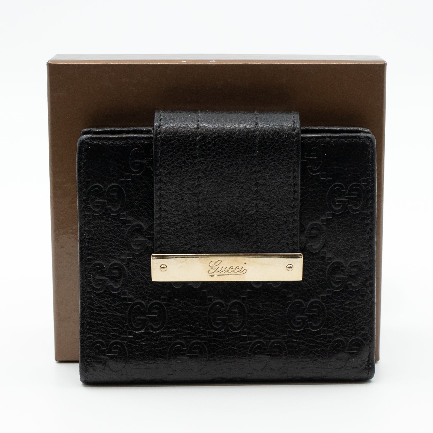Compact Flap Wallet Black Leather