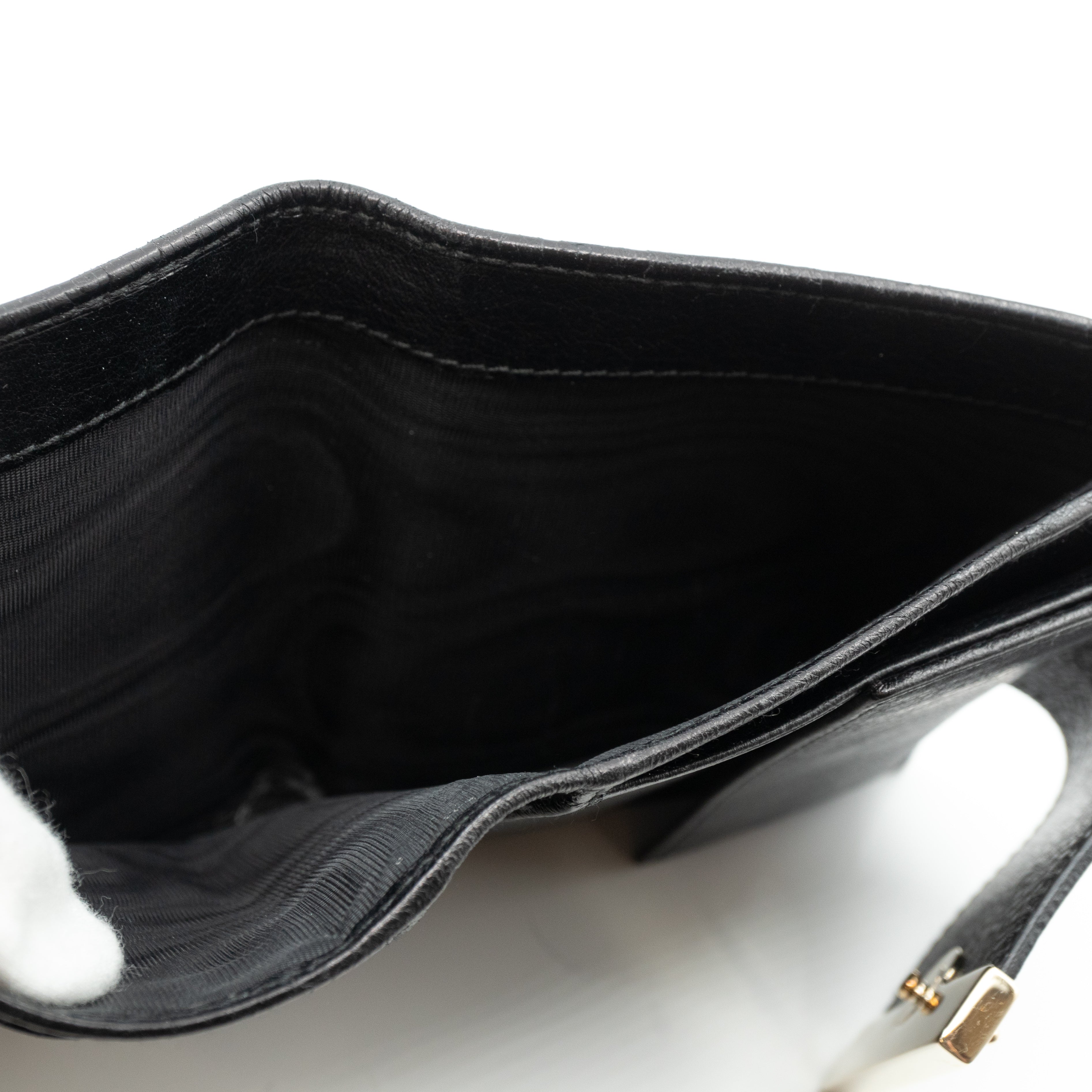 Compact Flap Wallet Black Leather