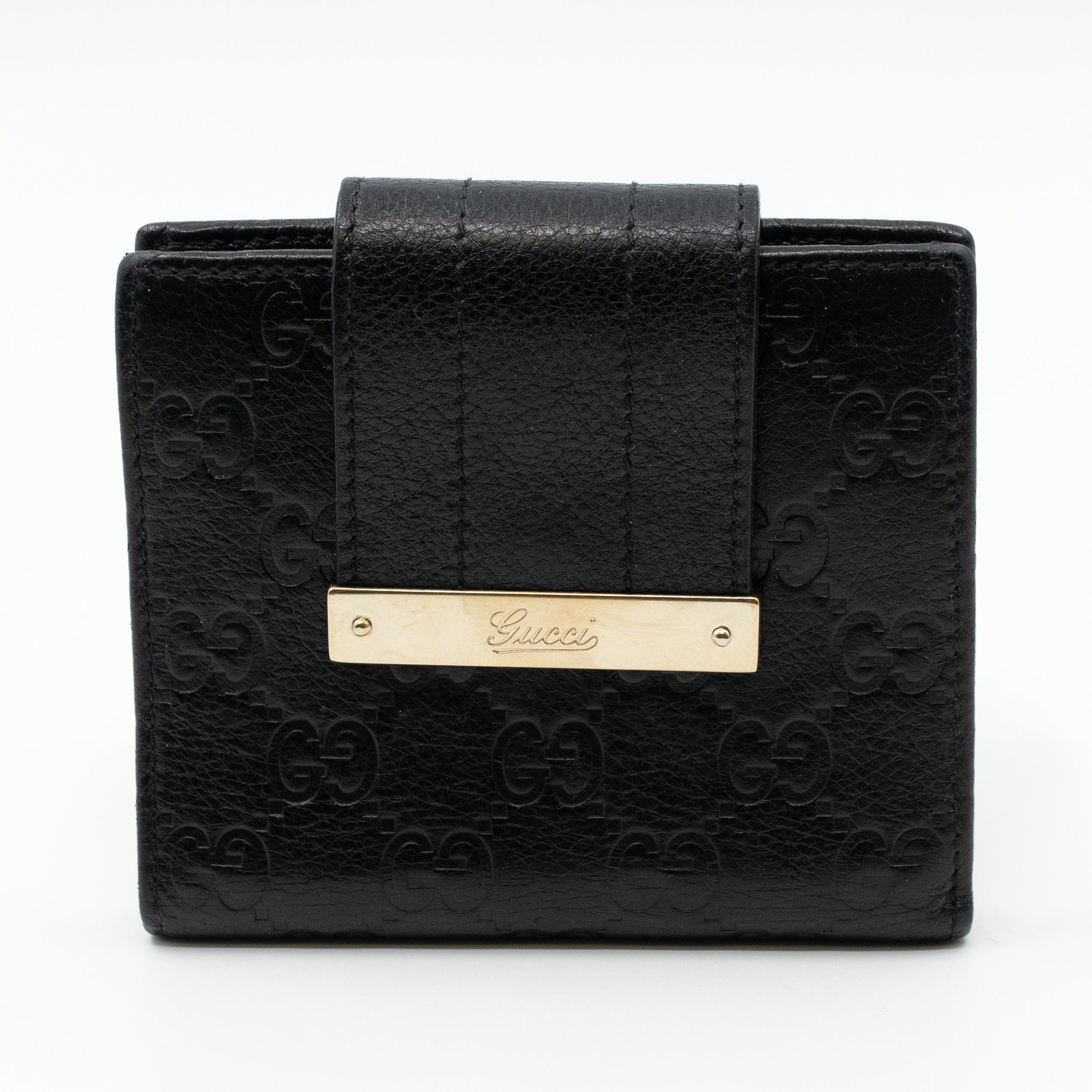 Compact Flap Wallet Black Leather