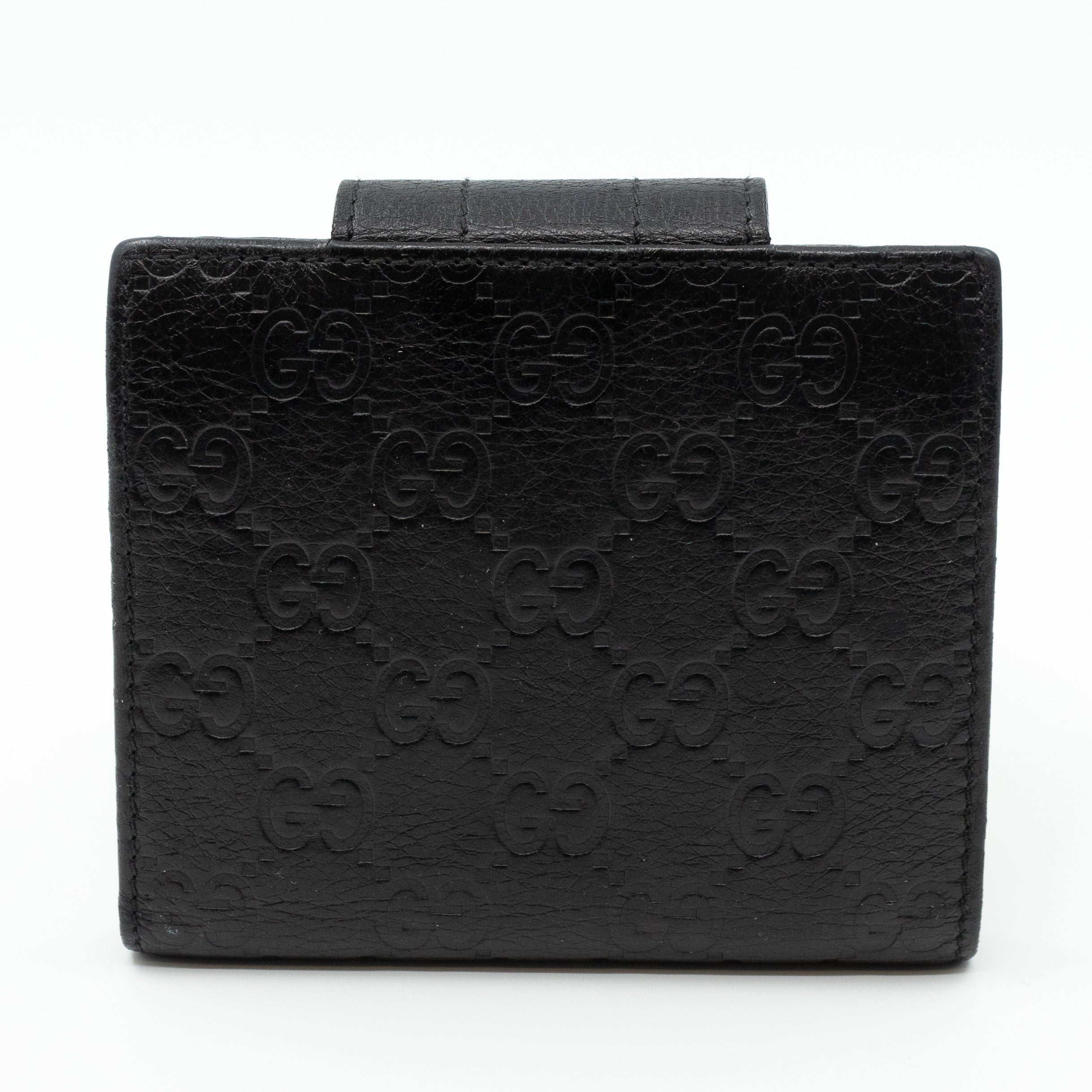 Compact Flap Wallet Black Leather