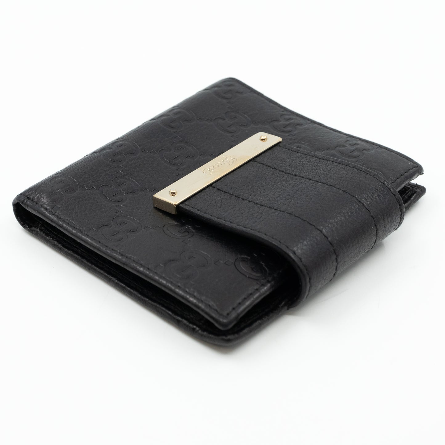 Compact Flap Wallet Black Leather