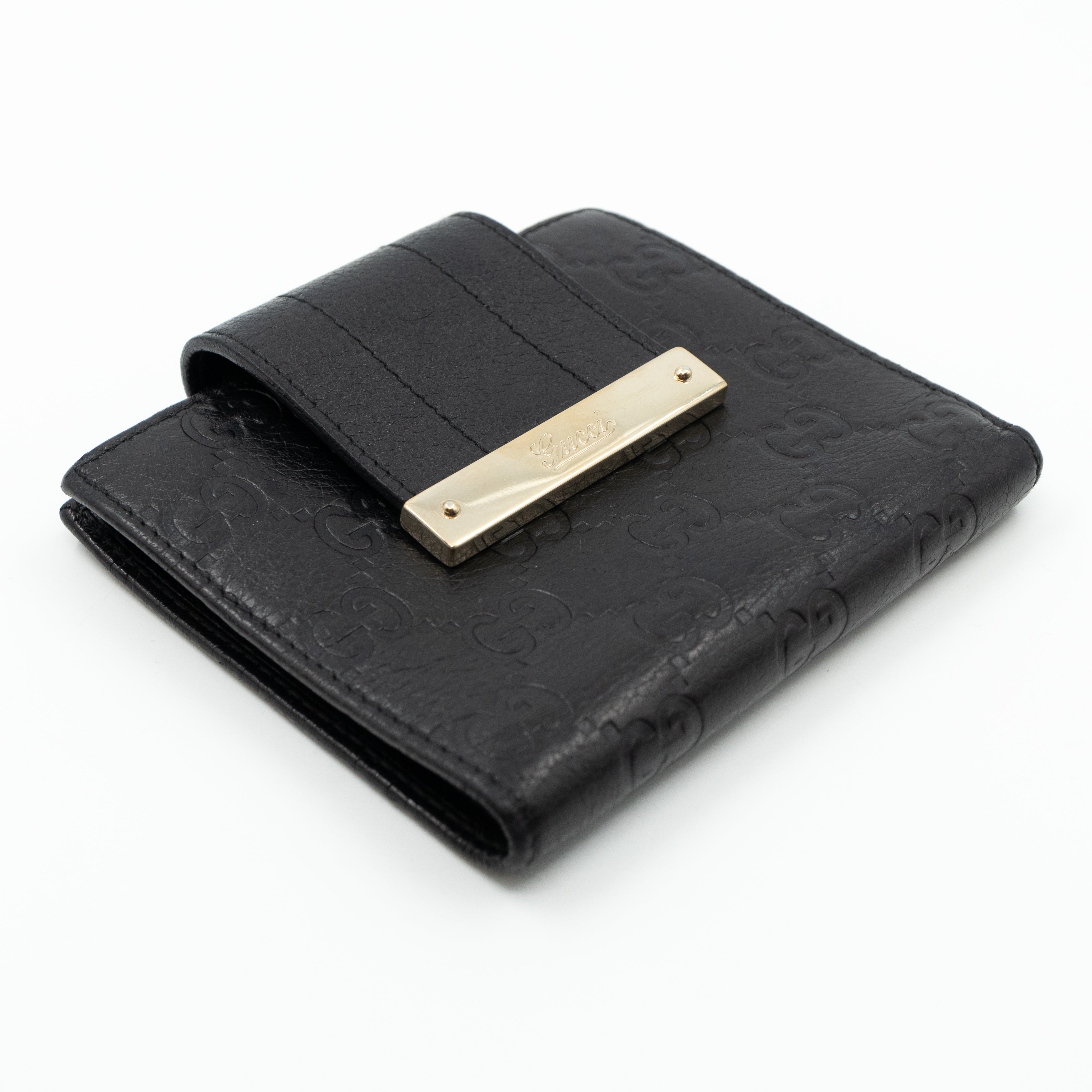 Compact Flap Wallet Black Leather