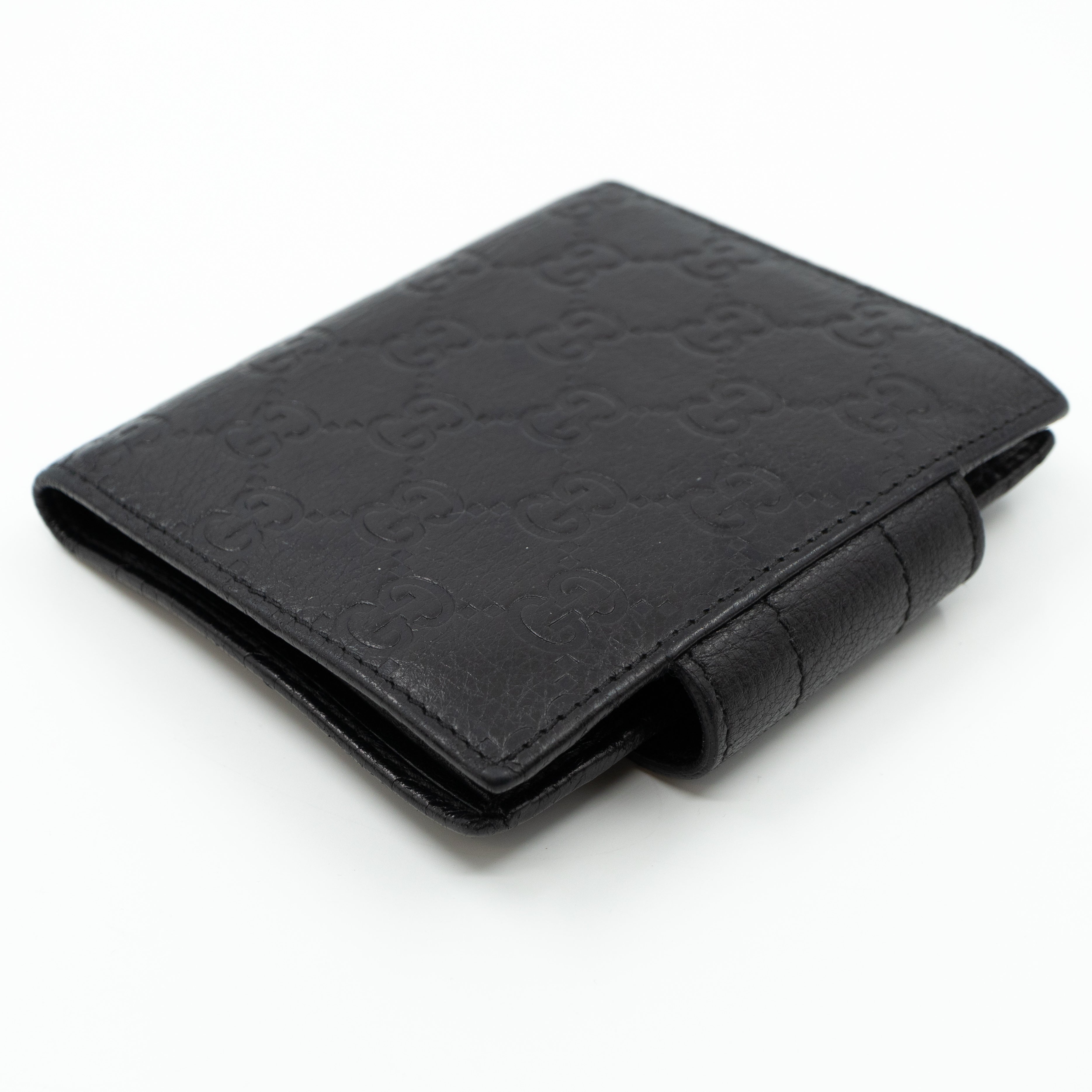 Compact Flap Wallet Black Leather
