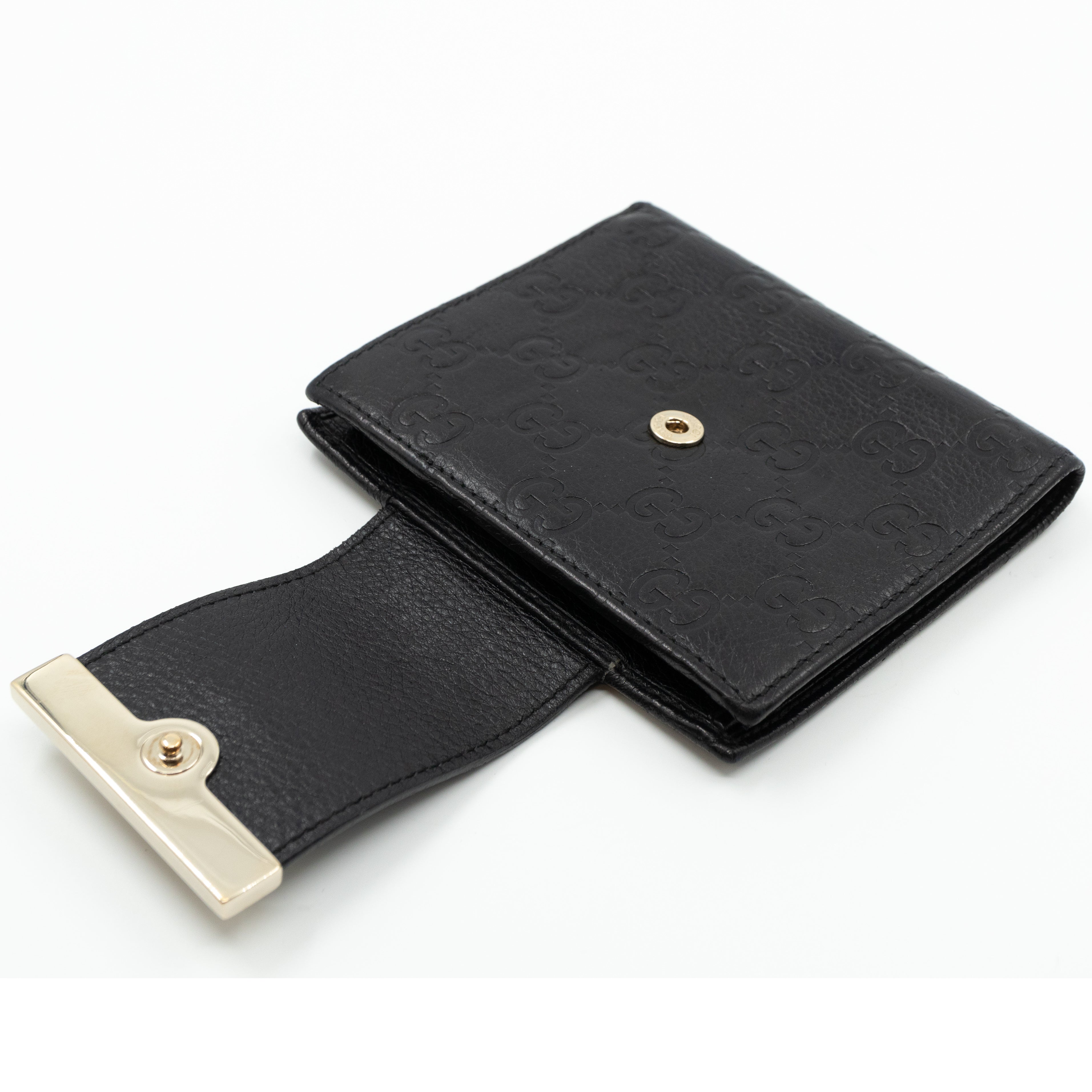 Compact Flap Wallet Black Leather