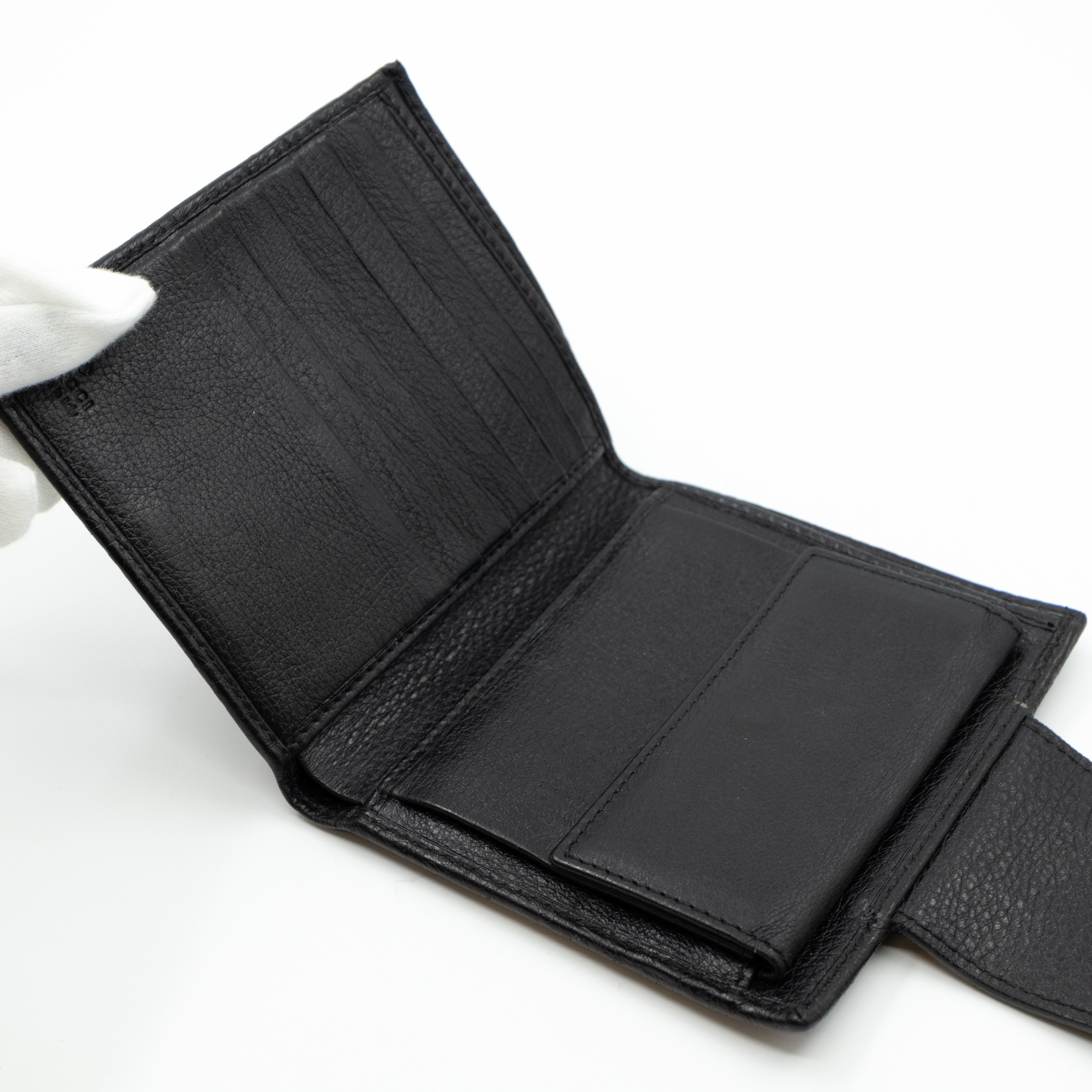 Compact Flap Wallet Black Leather
