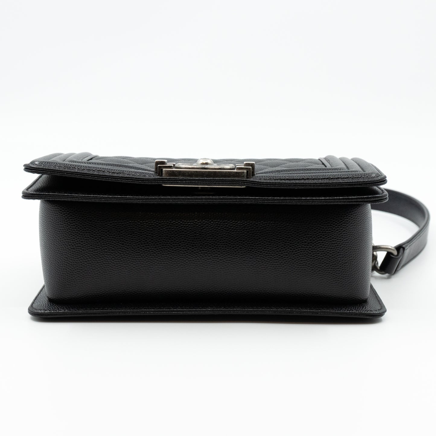 Boy Bag Small Black Caviar Ruthenium