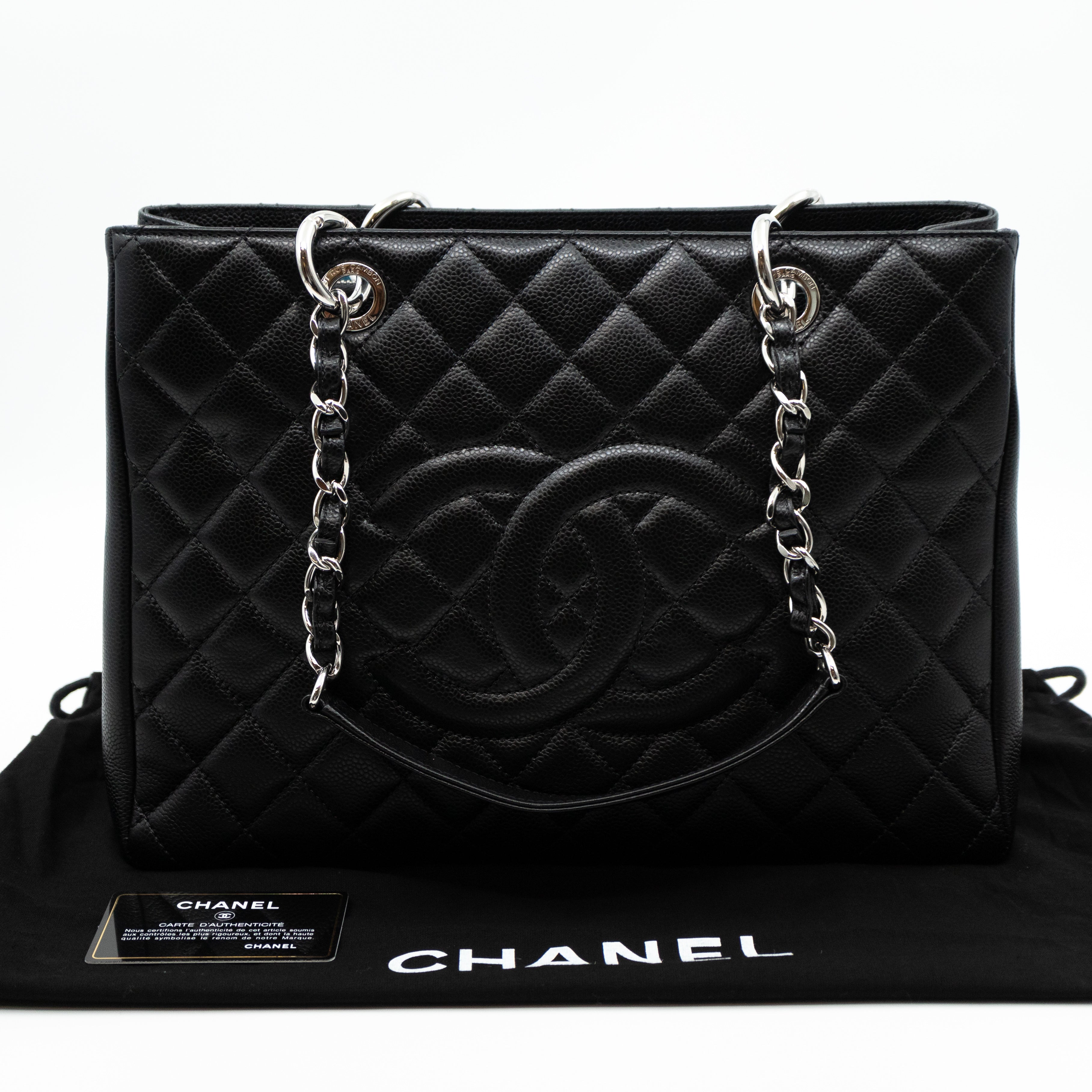 Chanel Grand Shopping Tote Black Caviar GST Fair Condition