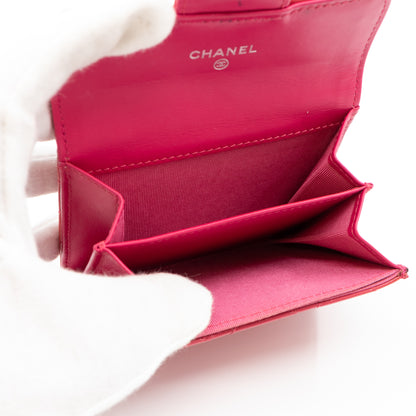 Classic Flap Card Case Rose Patent Leather