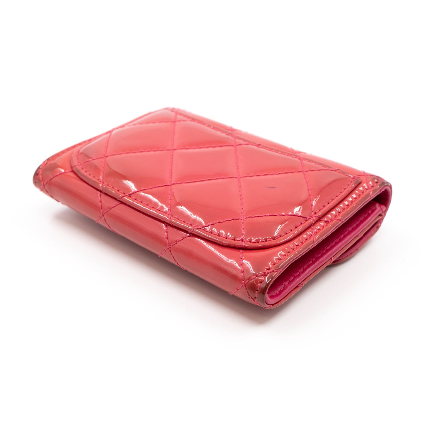 Classic Flap Card Case Rose Patent Leather